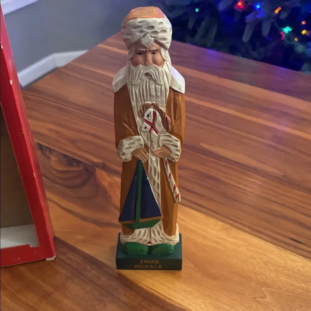 Santa of the World Hand Painted Carved Wood 1903 Russia Collectors Edition 12.5”